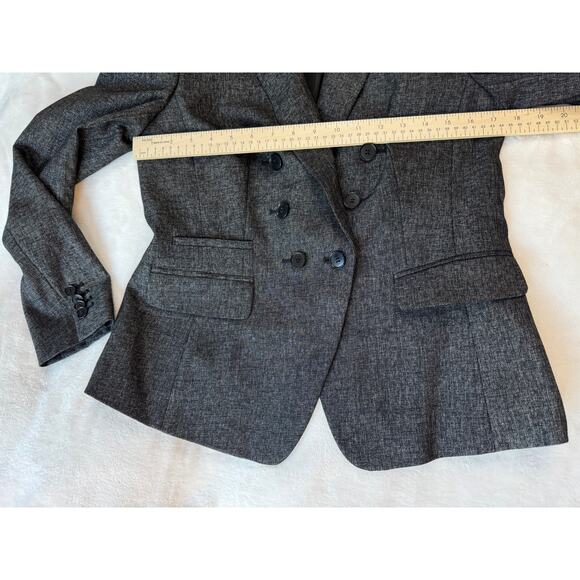 Ann Taylor Black Double Breasted Jacket Blazer Charcoal Gray 8P 6 - Picture 6 of 8